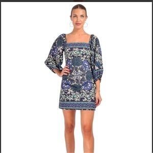 NEW CARA CARA montauk dress in blue bogata scarf